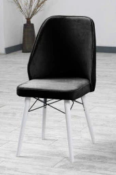 VIANEM Lexus Mutfak Sandalyesi Yemek Odası Salon Oturma Odası Sandalyesi - Ahşap Beyaz Ayak thumbnail 2