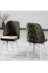 VIANEM Lexus Mutfak Sandalyesi Yemek Odası Salon Oturma Odası Sandalyesi - Ahşap Beyaz Ayak thumbnail 1