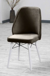 VIANEM Lexus Mutfak Sandalyesi Yemek Odası Salon Oturma Odası Sandalyesi - Ahşap Beyaz Ayak thumbnail 2