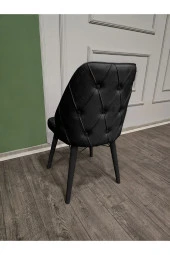 VIANEM Lexus Mutfak Sandalyesi Yemek Odası Salon Oturma Odası Sandalyesi - Ahşap Siyah Ayak thumbnail 1