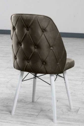 VIANEM Lexus Mutfak Sandalyesi Yemek Odası Salon Oturma Odası Sandalyesi - Ahşap Beyaz Ayak thumbnail 3