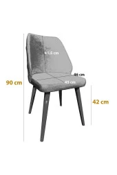 VIANEM Lexus Mutfak Sandalyesi Yemek Odası Salon Oturma Odası Sandalyesi - Ahşap Siyah Ayak thumbnail 3