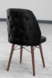 VIANEM Lexus Mutfak Sandalyesi Yemek Odası Salon Oturma Odası Sandalyesi - Ahşap Ceviz Ayak thumbnail 3