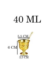 Minyatür 40ML Desenli Döküm Pirinç Sarı Tokmak Havan Sarımsak Ezici 6cm - 2