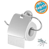 WC Tuvalet Kağıtlık Aparat Kapalı Kağıt Standı Paslanmaz Metal Sağlam Vidalı Krom Renk - 1