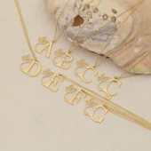 14 Ayar Mikron Altın Kaplama Kişiye Özel Kadın Silüeti Detaylı Harf Kolye - CN00277 thumbnail 5