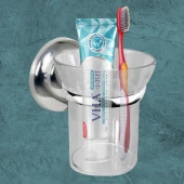 Yapışkanlı Diş Fırçalık Banyo Diş Fırçası Kabı Kutusu Krom Kristal - 4