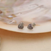 925 Ayar Gümüş Lila & Beyaz Tonlamalı Kalp Çivi Küpe - ES00138 thumbnail 5