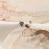 925 Ayar Gümüş Lila & Beyaz Tonlamalı Kalp Çivi Küpe - ES00138 thumbnail 3