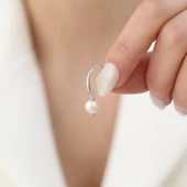 925 Ayar Gümüş Gerçek ve Doğal Tatlısu İncisi Küpe Çap:7mm EP00105 - 5
