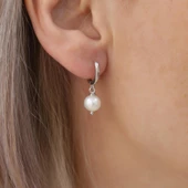 925 Ayar Gümüş Gerçek ve Doğal Tatlısu İncisi Küpe Çap:7mm - EP00112 thumbnail 2