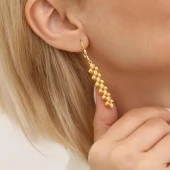 925 Ayar Gümüş Top Detaylı Sallantı Küpe thumbnail 1