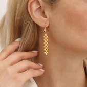 925 Ayar Gümüş Top Detaylı Sallantı Küpe thumbnail 5