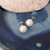 925 Ayar Gümüş Beyaz Tatlısu İncisi Küpe-12mm thumbnail 2