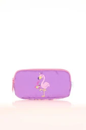 Kaukko Kalem Çantası Kıds 3 Bölmeli Aynalı-Taşlı Flamıngo L8137 thumbnail 2