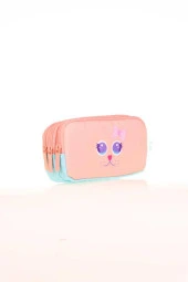 Kaukko Kalem Çantası Kıds 3 Bölmeli Cute Face Cat L8142 thumbnail 1