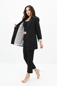 Kadın Çizgili Astar Detaylı Ceket Takım 0115-25-1 - 4