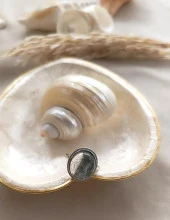 Yüzük Doğal Gri Kuvars Taşı Ayarlanabilir Doğal taş yüzük Kadın thumbnail 2