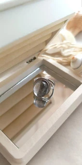 Yüzük Doğal Gri Kuvars Taşı Ayarlanabilir Doğal taş yüzük Kadın thumbnail 3