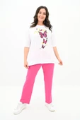 Kadın Büyük Beden Kelebek Baskı Detaylı T-shirt Takım 8114-25 - 12