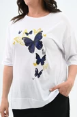 Kadın Büyük Beden Kelebek Baskı Detaylı T-shirt Takım 8114-25 - 6