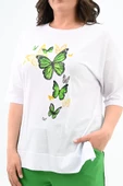 Kadın Büyük Beden Kelebek Baskı Detaylı T-shirt Takım 8114-25 - 11