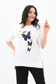 Kadın Büyük Beden Kelebek Baskı Detaylı T-shirt Takım 8114-25 - 3