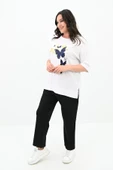Kadın Büyük Beden Kelebek Baskı Detaylı T-shirt Takım 8114-25 - 4