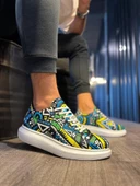 Yüksek Taban Renkli Baskılı Günlük Ayakkabı 046 Sarı (Beyaz Taban) - 1