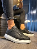 Yüksek Taban Harf Desenli Günlük Ayakkabı 047 Siyah (Beyaz Taban) thumbnail 2