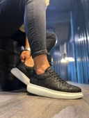 Yüksek Taban Harf Desenli Günlük Ayakkabı 047 Siyah (Beyaz Taban) thumbnail 3