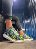 Yüksek Taban Renkli Baskılı Günlük Ayakkabı 046 Sarı (Beyaz Taban) - 4