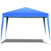 Gazebo Çardak Bahçe Kamelyası Gölgelik 240 x 240 Cm Polyester Tente Mavi - 1