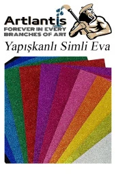Simli Yapışkanlı Eva 35x50 cm 10 Renk 1 Paket Simli Yapışkanlı Eva Süngeri 10'lu Okul Kreş Anasınıfı Elişi Etkinlikleri - 2