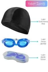 Yüzücü Gözlüğü Kutulu Ayarlanabilir Havuz Deniz Yüzme Gözlüğü Standart Çocuk-Yetişkin Mavi 1300 thumbnail 2