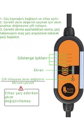 Feyree Ev Prizi Elektrikli Araç Şarj Cihazı - 3.5 Kw - Tip 2 - Taşınabilir Şarj Cihazı - 6