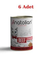 Anatolian Premium Adult Beef Biftekli Parça etli Yetişkin kedi Konservesi 400 gr x 6 Adet - 1