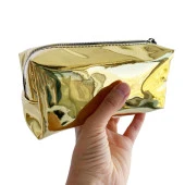 Makyaj Çantası Altın Gold Renkli Düzenleyici Seyahat Tipi Aynalı Kumaş Çok Amaçlı Çanta Organizer - 4