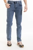 Erkek Denim Regular Fit Rahat Kalp Normal Bel Düz Paça Likralı Kot Pantolon 95505 Açık Mavi - 1