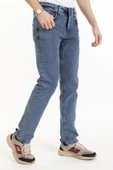 Erkek Denim Regular Fit Rahat Kalp Normal Bel Düz Paça Likralı Kot Pantolon 95505 Açık Mavi - 2
