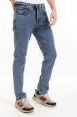 Erkek Denim Regular Fit Rahat Kalp Normal Bel Düz Paça Likralı Kot Pantolon 95505 Açık Mavi - 3