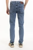 Erkek Denim Regular Fit Rahat Kalp Normal Bel Düz Paça Likralı Kot Pantolon 95505 Açık Mavi - 5