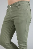 Yeni Sezon Erkek Denim Slim Fit Likralı Kot Jean Pantolon 2165-Yeşil thumbnail 4