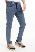 Erkek Denim Regular Fit Rahat Kalp Normal Bel Düz Paça Likralı Kot Pantolon 95505 Açık Mavi - 3