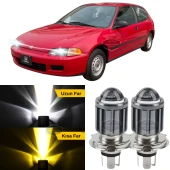 Honda Civic 1991-1995 Uyumlu Mercekli Far Ampulü Led Xenon Çift Renk Sarı-Beyaz Far Şimşek Etkili CSP Led Lamba Uzun Kısa 2 Adet Takım - 1