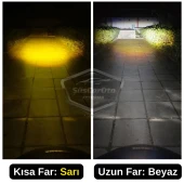 Honda Civic 1991-1995 Uyumlu Mercekli Far Ampulü Led Xenon Çift Renk Sarı-Beyaz Far Şimşek Etkili CSP Led Lamba Uzun Kısa 2 Adet Takım - 4