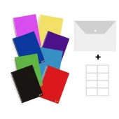 Ofisinn A4 Okul Defteri 60 Yaprak (8 ADET 4 KARELİ 4 ÇİZGİLİ) Spralli Plastik Kapak ( Hediyeli ) - 1