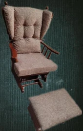 Sallanır Sandalye 90387Model Ayaklık Minder Kayın Ceviz Renk Nubuk Kumaş ElYapım - 2