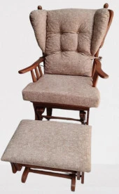 Sallanır Sandalye 90387Model Ayaklık Minder Kayın Ceviz Renk Nubuk Kumaş ElYapım - 6