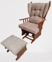 Sallanır Sandalye 90387Model Ayaklık Minder Kayın Ceviz Renk Nubuk Kumaş ElYapım - 7